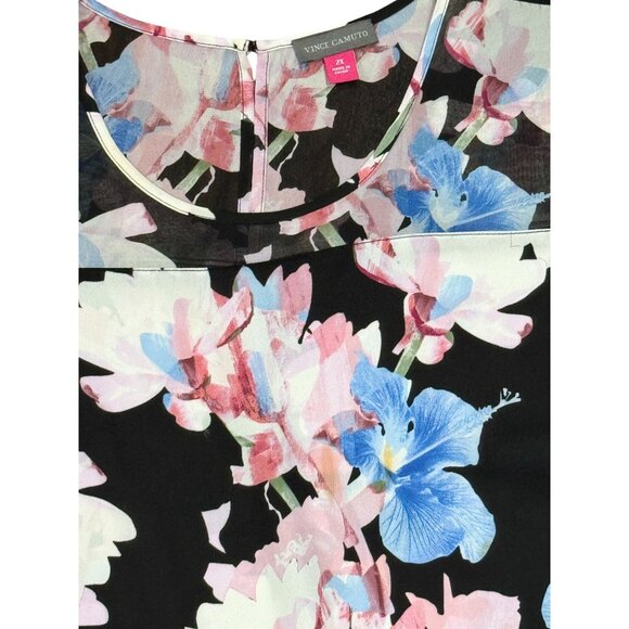 NEW Vince Camuto Shirt Sz Plus 2X Women Black Floral Cold Shoulder Blouse Top - Picture 5 of 8